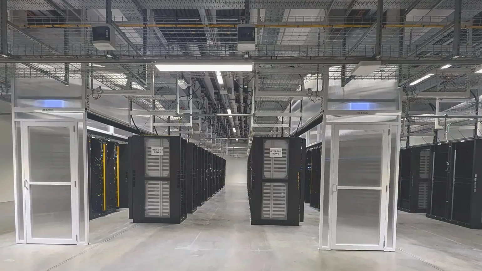 Data hall access, partitions and overhead installation interfaces.